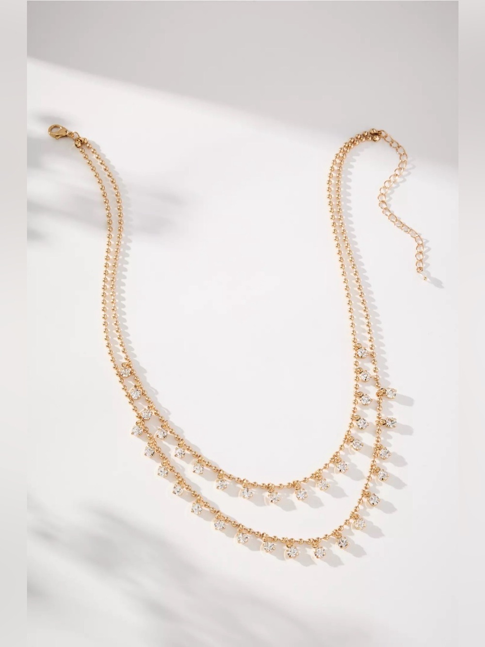 NWT Anthropologie Delicate Layered Crystal Necklace